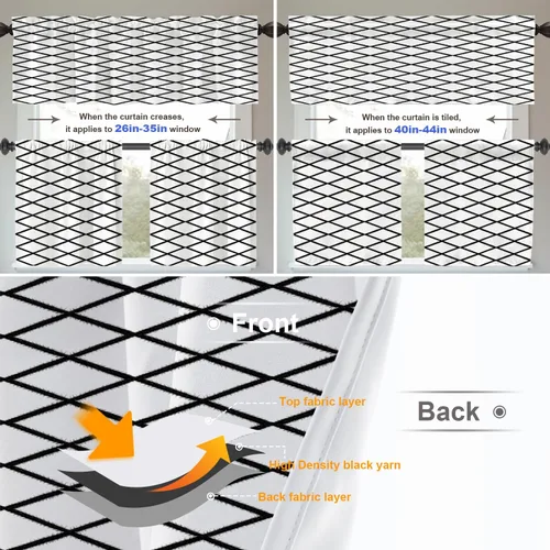 Miniatura 3 de Cortinas opacas de poliéster multicapa para cafetería, con diseño de diamantes, 2 unidades, 26 x 24 pulgadas