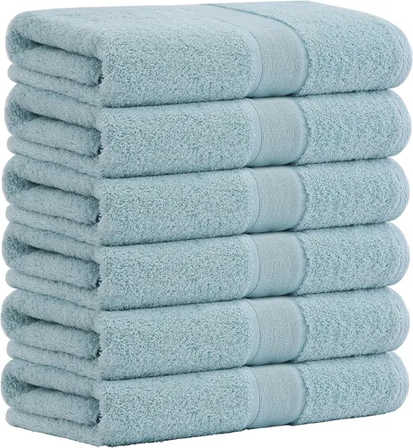 Aibaser Toallas de baño, 27 x 54 pulgadas, naturales, ultra absorbentes, para baño, viajes, gimnasio, ducha y spa (juego de 6 piezas) (azul)