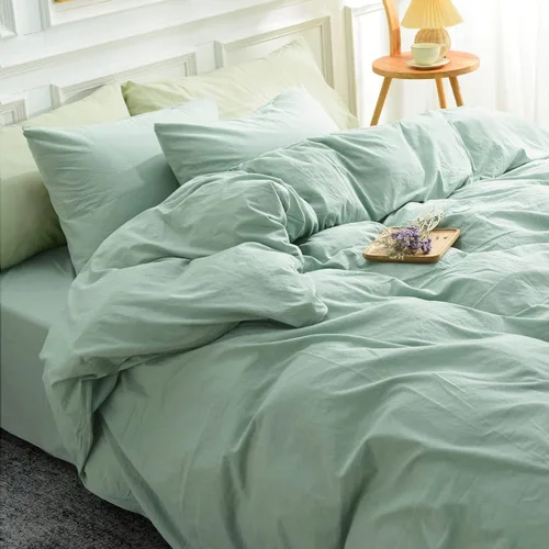 Miniatura 33 de NEXHOME PRO Funda de edredón de algodón para niños, tamaño twin, aspecto de lino, blanco, orgánico, natural, 100% algodón lavado, juego de ropa