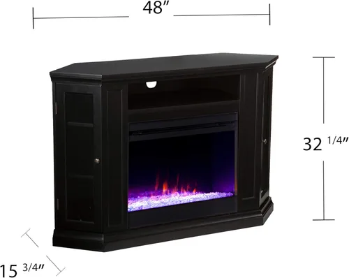 Miniatura 7 de SEI Furniture Claremont Chimenea de esquina eléctrica convertible que cambia de color, color negro
