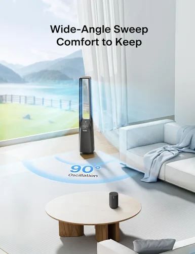 Miniatura 7 de PELONIS - Ventilador inteligente sin aspas de 40 pulgadas para dormitorio - Ventilador de torre, compatible con Alexa/Google/WiFi, motor DC, 6