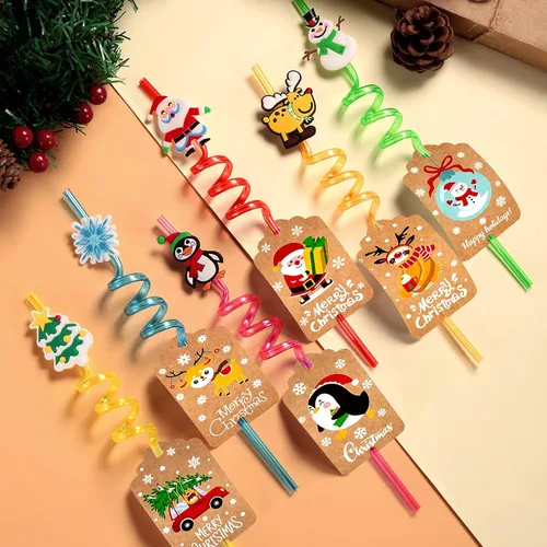 Miniatura 4 de 24 regalos de fiesta de Navidad, regalos de aula, pajitas de Navidad, regalos para niños y adultos, suministros de fiesta de Navidad con 2 cepillos