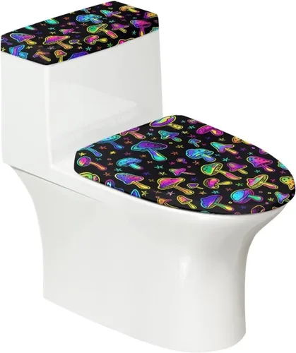 Miniatura 17 de Flashideas Juego de cubierta para tanque y tapa de inodoro con estampados de patas de perro coloridas - Elástico, se adapta a la mayoría de tanques
