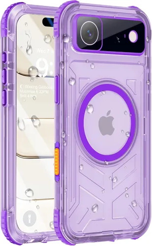 Miniatura 19 de Funda impermeable para iPhone 15 con Magsafe, protector de pantalla, cordón, IP68 militar de cuerpo completo a prueba de golpes, para deportes