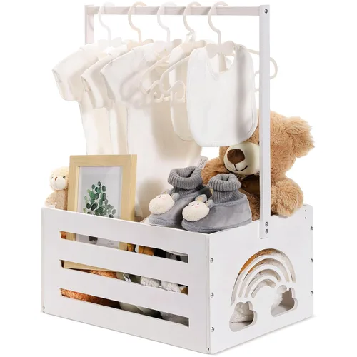 Miniatura 7 de Yerliker Cesto de madera para baby shower, con asa, cesta de almacenamiento personalizada para niños recién nacidos, regalos de embarazo