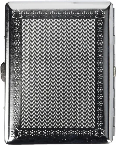 Miniatura 2 de Victorian Era Crush Proof caja de cigarrillos cromada, tamaño amplio y 3 pulgadas.