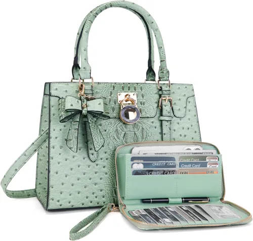 Miniatura 12 de Qiyuer - Bolsos y carteras para mujer, juego de damas con asa superior, bolso de hombro, bolso de trabajo con cartera de embrague a juego, 2 piezas