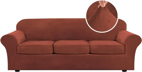Miniatura 83 de H.VERSAILTEX - Funda elástica para sofá de 3 piezas, de suave terciopelo afelpado, para sofá biplaza con 2 cojines de hasta 72 pulgadas de ancho, se