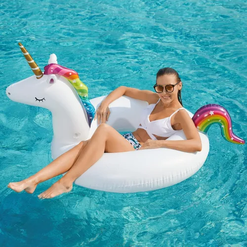 Miniatura 3 de Flotadores de piscina inflables de unicornio y flamenco - Jasonwell, paquete de 2, flotadores de piscina inflables, balsas para piscinas, tubos