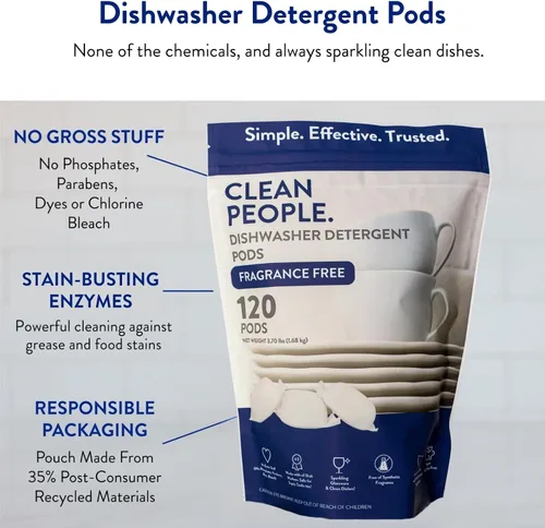 Miniatura 6 de The Clean People Cápsulas para lavavajillas – Corta la grasa y enjuaga con brillo reluciente – Sin residuos – Cápsulas para lavavajillas sin