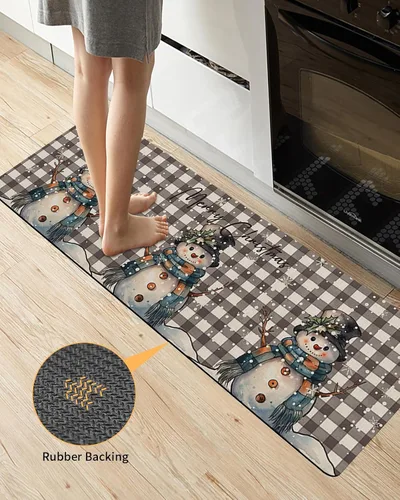 Miniatura 3 de Tapete de baño con diseño de muñeco de nieve de búfalo para bañera, antideslizante, de secado rápido y absorbente, de tierra de diatomeas
