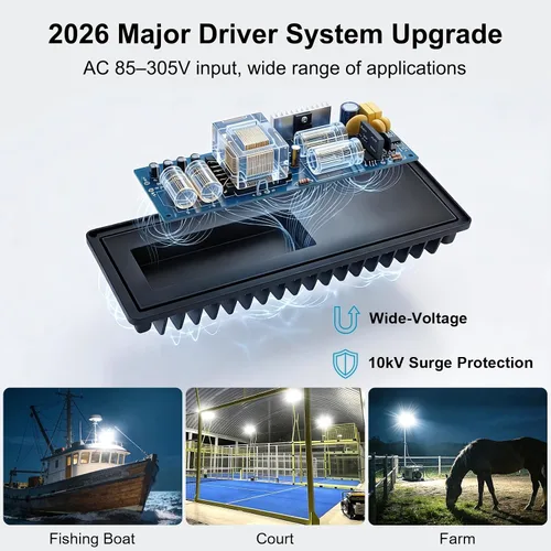 Miniatura 2 de Kekeou Luz de inundación LED de 100 W para exteriores con enchufe e interruptor y cable de alimentación de 6.56 pies, 14000 lm 6500 K, área LED
