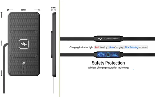 Miniatura 7 de Cargador inalámbrico para automóvil, cargador de teléfono inalámbrico POLMXS de 15 W, alfombrilla de carga inalámbrica para teléfono celular RGB