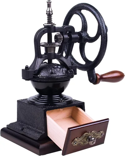Miniatura 8 de Molinillo de café manual de rebabas, molinillo de café de manivela de madera estilo vintage para el hogar