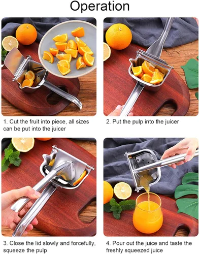 Miniatura 4 de Exprimidor manual, exprimidor manual de limón de acero inoxidable 304, exprimidor de cítricos manual con mango cómodo, accesorios de cocina