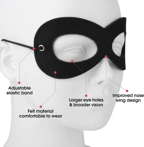 Miniatura 3 de Máscara de superhéroe AIMIKE, máscara de ojos de fieltro negro, disfraz de Halloween, máscara ajustable con cuerda elástica