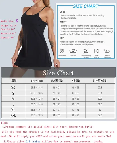 Miniatura 6 de Vestido de tenis sin mangas para mujer con brasier y pantalones cortos integrados para entrenamiento de golf, vestidos atléticos con bolsillos