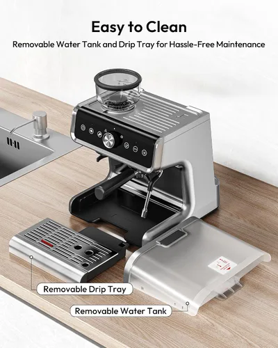 Miniatura 7 de EUHOMY Máquina de Espresso con Molinillo, Cafetera de 20 Bares con Varilla de Vapor para Espumar Leche, Máquinas de Café Espresso Profesionales