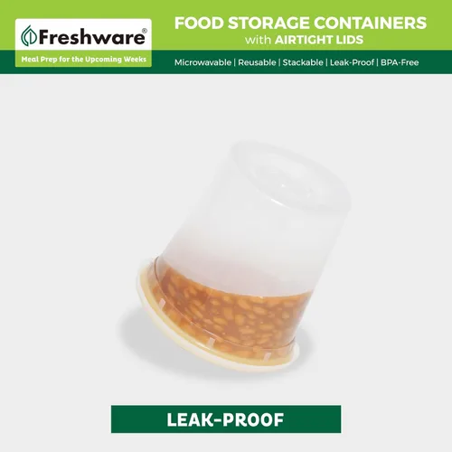 Miniatura 4 de Recipientes de almacenamiento de alimentos Freshware 24 oz recipientes de plástico con tapas, para limo, sopa, preparación de comidas, libres