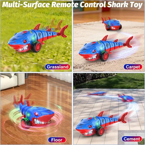 Miniatura 5 de Laradola Coche de juguete RC Shark para niños: vehículo de control remoto de 2.4 GHz con luces LED, giros de 360° y acción todo terreno – Perfecto