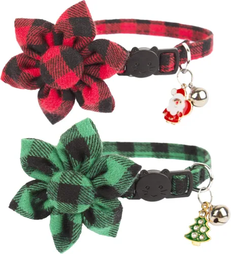 Miniatura 11 de ADOGGYGO Collares de gato con bandera americana con campana de flor removible, ajustables, patrón de bandera del 4 de julio en rojo y azul, collares