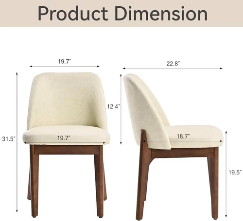 Miniatura 2 de VKNOW Juego de 2 sillas de comedor modernas, sillas de cocina de piel sintética con patas de madera, sillas laterales tapizadas para cocina, Beige