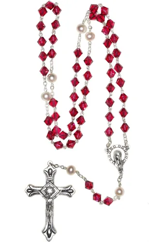 Miniatura 2 de Rosario de oración católica de cristal austriaco Incluye bolsa, guía "Cómo orar el rosario" y significado del mes de nacimiento donde corresponda
