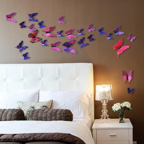 Miniatura 5 de Amaonm® - 120 pegatinas de mariposa 3D, color morado