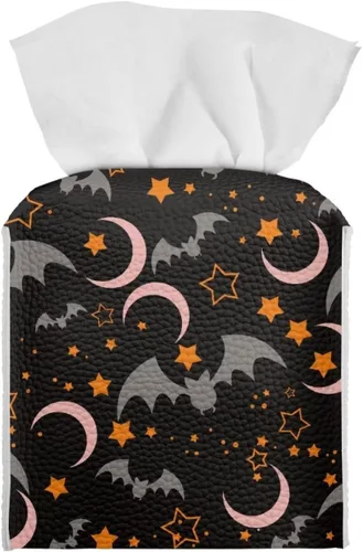 Miniatura 25 de Gomyblomy Juego de caja de pañuelos de cuero sintético con teclado de piano de gato negro, caja de pañuelos plegable impermeable con cinturón