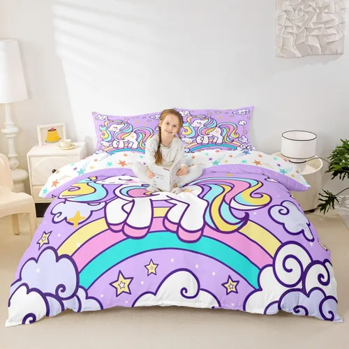 Miniatura 20 de Juego de funda de edredón de pingüinos de dibujos animados para niños, tamaño King, lindo juego de ropa de cama de esquí de animales árticos, Multi