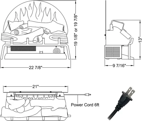 Miniatura 5 de LegendFlame 23" W Chimenea eléctrica independiente con juego de leña (EF290), inserto para chimenea, calentador 750W/1500W, sonido crepitante