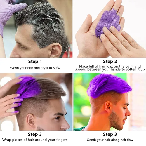 Miniatura 4 de Cera de color temporal para el cabello, spray de color para el cabello morado, 4.23 onzas de cera de cabello desechable natural en aerosol, cera