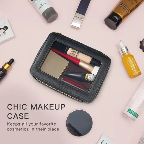 Miniatura 7 de Aveniee Organizador de bolsa de maquillaje transparente, estuche portátil de viaje para cosméticos, bolsa transparente resistente con cremallera