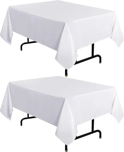 Miniatura 42 de sancua - Paquete de 2 manteles cuadrados de poliéster, de 54 x 54 pulgadas, resistentes a las manchas y a las arrugas, lavables, para mesas de Beige