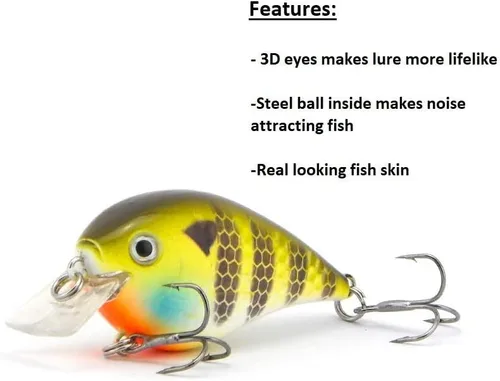 Miniatura 4 de Crankbait para pesca de lubina pulgadas de buceo poco profundo Crank Bait Square Bill Cranking Señuelos de pesca