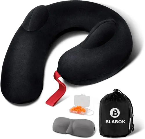 Almohada de cuello inflable para viajes, almohada de viaje que apoya la cabeza y el cuello, almohada de cuello de viaje para avión, tren, automóvil,