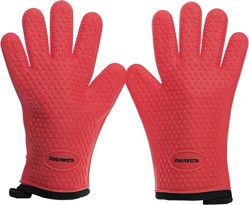 Miniatura 13 de KITCHEN PERFECTION Guantes de silicona para horno ahumador -Guantes de barbacoa extremadamente resistentes al calor-maneja la comida caliente