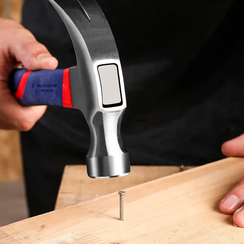 Miniatura 7 de WORKPRO Martillo de garra de 16 onzas con mango de fibra de vidrio, martillo de uso general con cabeza de acero endurecido forjado Azul y rojo
