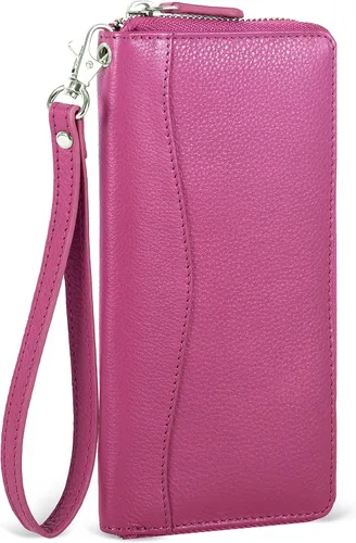 Miniatura 14 de Oak Leathers Cartera de cuero para mujer – Cartera Clutch RFID para mujer con 8 portadores de tarjetas de crédito, bolsillo para monedas, regalo