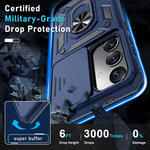 Miniatura 5 de Janmitta Compatible con Samsung Galaxy S24 FE Funda con Cubierta Deslizante Integrada para Lente de Cámara + Protector de Pantalla + Soporte