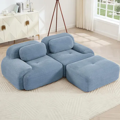 Miniatura 54 de Juego de sofás seccionales sin hueso de 117 pulgadas para sala de estar, modular en forma de L y sofá de 3 plazas con asiento profundo, almohadas