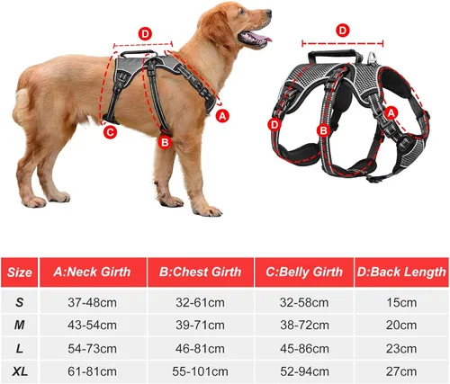 Miniatura 3 de HEELE Arnés para perro, arnés para perro a prueba de escapes, liberación en el cuello, chaleco ajustable reflectante sin tirones con mango duradero