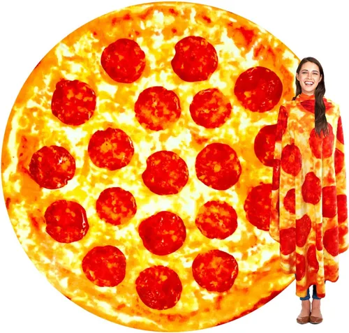Manta de Pizza de 63 Pulgadas Tamaño Adulto de Doble Cara, Manta de Comida de Pizza para Adultos y Niños, Mantas Divertidas de Doble Cara Realistas