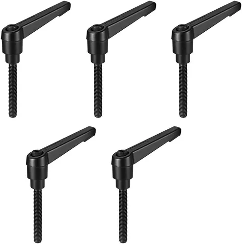 Miniatura 24 de uxcell 5 piezas de manija de palanca de sujeción ajustable M5 x 1.969 in de óxido negro métrico de acero al carbono macho roscado perillas de mano