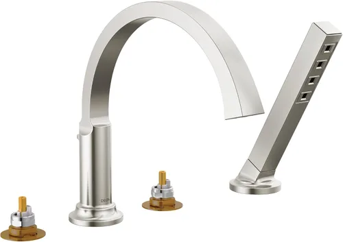Miniatura 8 de Delta Tetra - Grifo de bañera romana con ducha de mano, grifo de bañera dorado cepillado, bronce champán T4788-CZ-PR-LHP