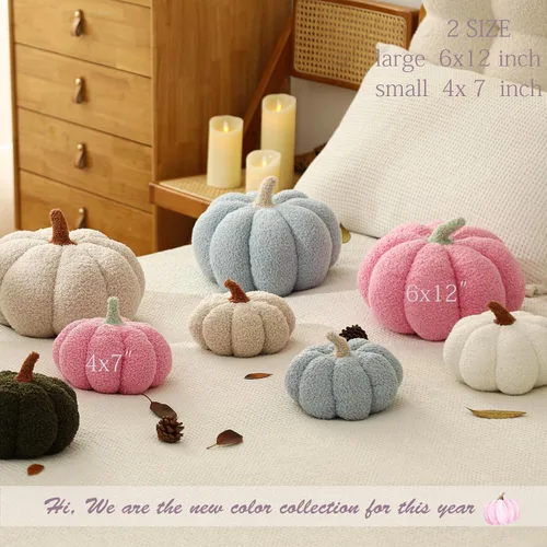 Miniatura 2 de YRXRUS Almohadas de calabaza de Halloween, almohadas con forma de calabaza azul, decoración de habitación de otoño, almohada pequeña y bonita