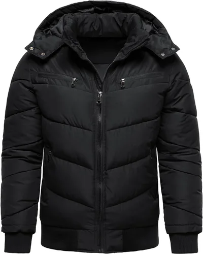 HOOD CREW Abrigos de invierno para hombre, parka acolchada y a prueba de viento, chaquetas de plumón cálidas con capucha extraíble