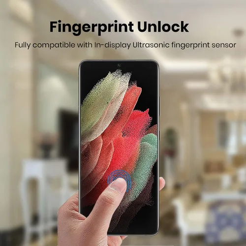 Miniatura 5 de Protector de pantalla para Galaxy S21, película suave de privacidad (no vidrio templado), compatible con fundas, desbloqueo en pantalla, acabado