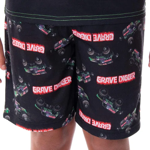 Miniatura 3 de INTIMO Monster Jam Grave Digger Monster Truck - Conjunto de pijama de 2 piezas para niño Negro