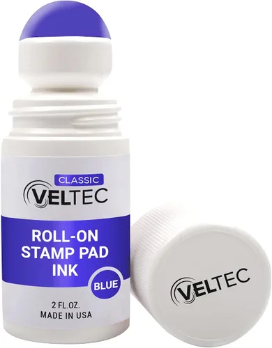 Miniatura 4 de Veltec Classic Roll-on Stamp Pad Recambio de tinta, botella de 2 onzas, aplicar a almohadilla de tinta con bola de rodillo (negro)
